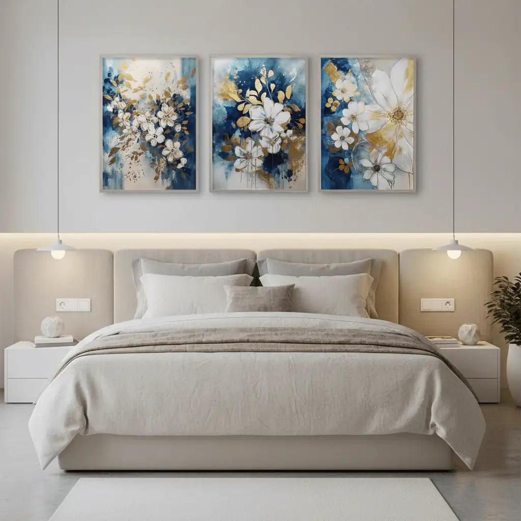 Premium Abstract Wall Frame Set of 3 - Framed Botanical Floral Wall Art for Living Room Decor Pakistan