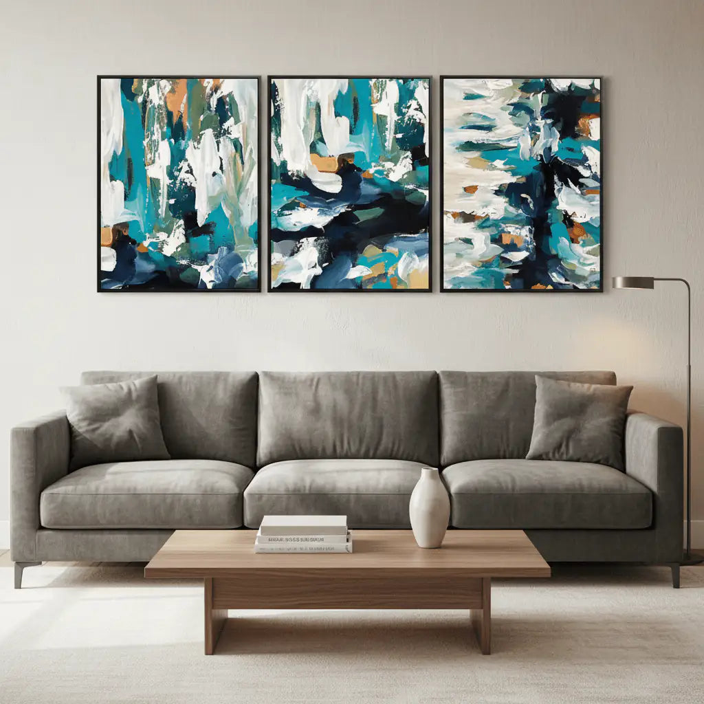 Premium Abstract Wall Frame Set of 3 - Modern Abstract Framed Wall Art Decor Pakistan
