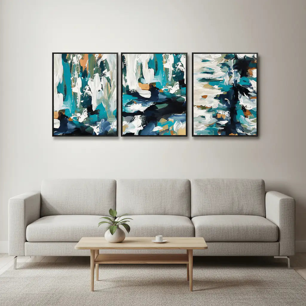 Premium Abstract Wall Frame Set of 3 - Modern Abstract Framed Wall Art Decor Pakistan