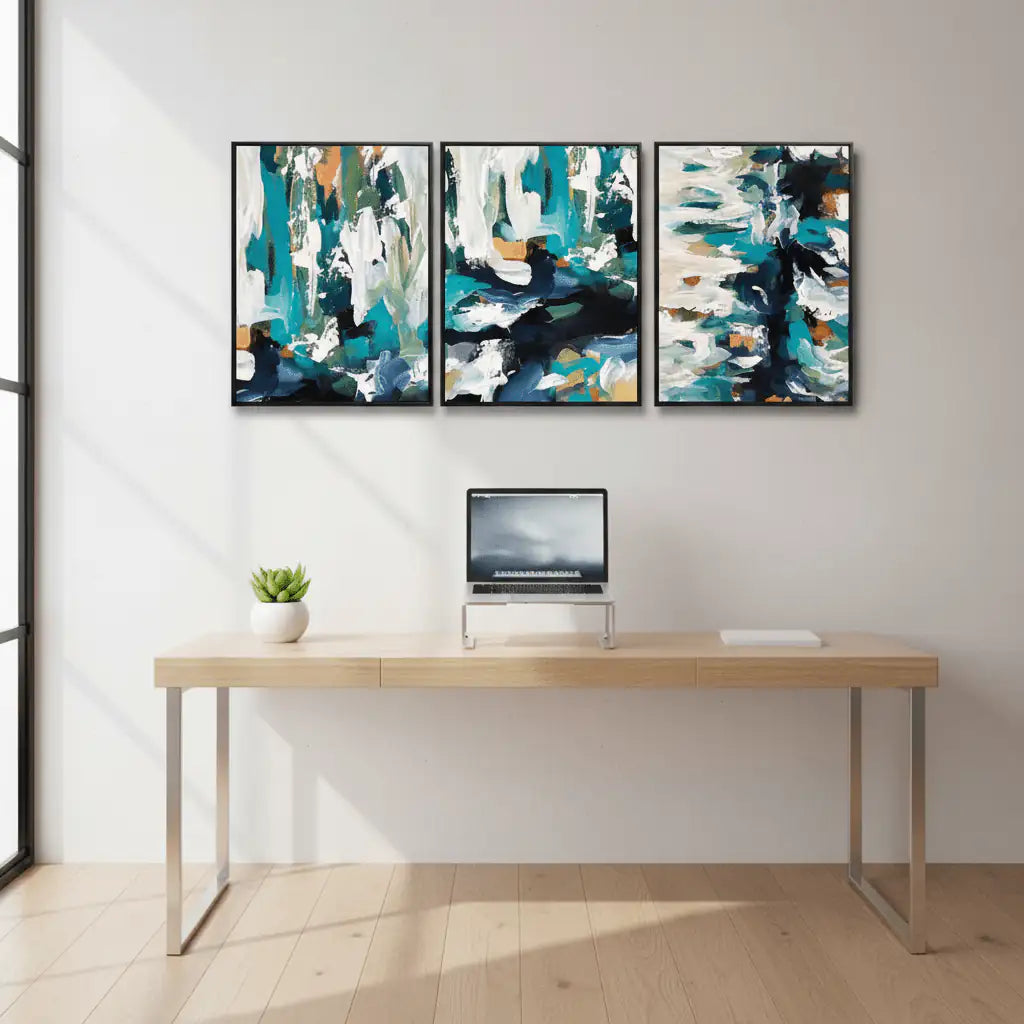 Premium Abstract Wall Frame Set of 3 - Modern Abstract Framed Wall Art Decor Pakistan