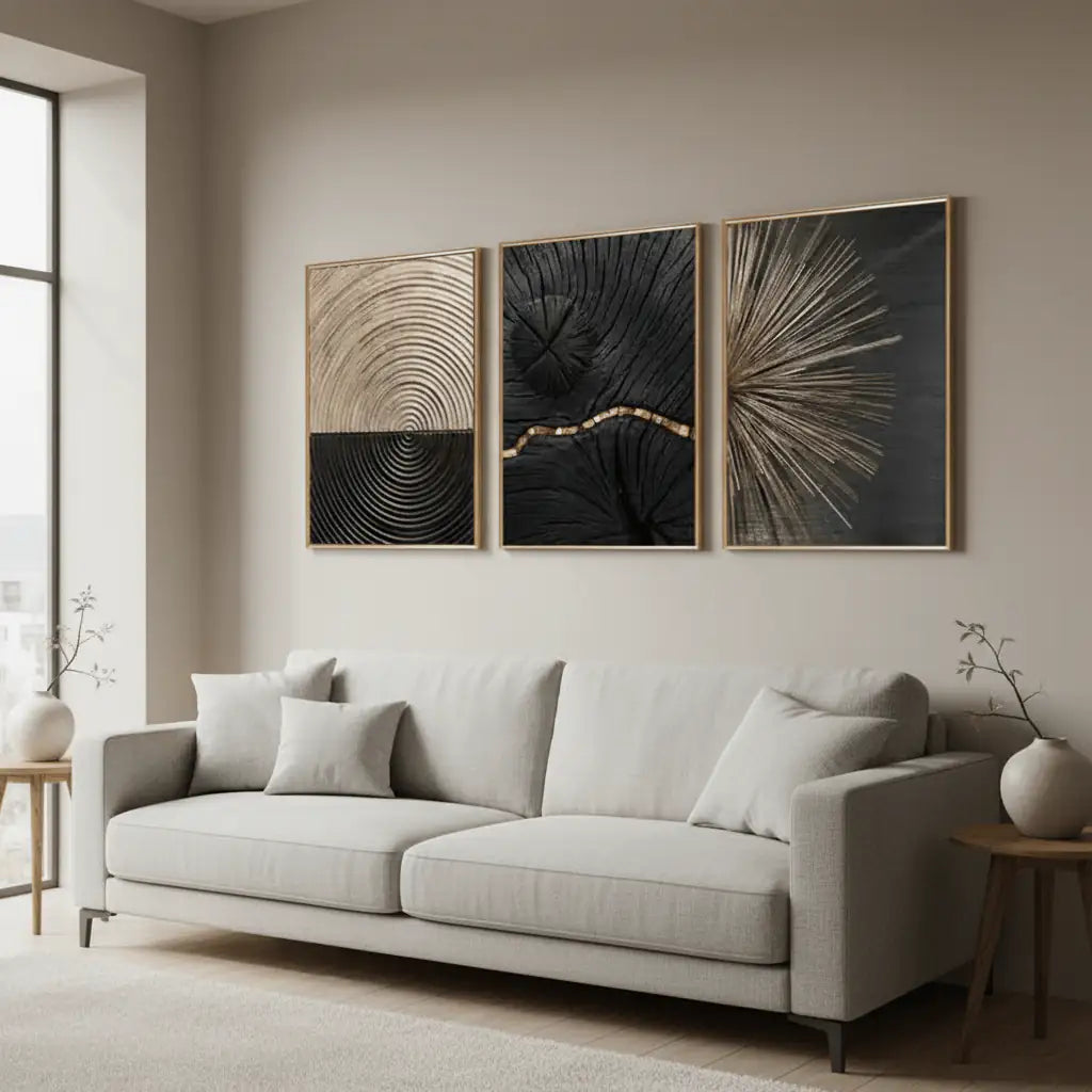 Stylish Abstract Wall Art Frame Set of 3 - Modern Abstract Framed Wall Art Decor Pakistan