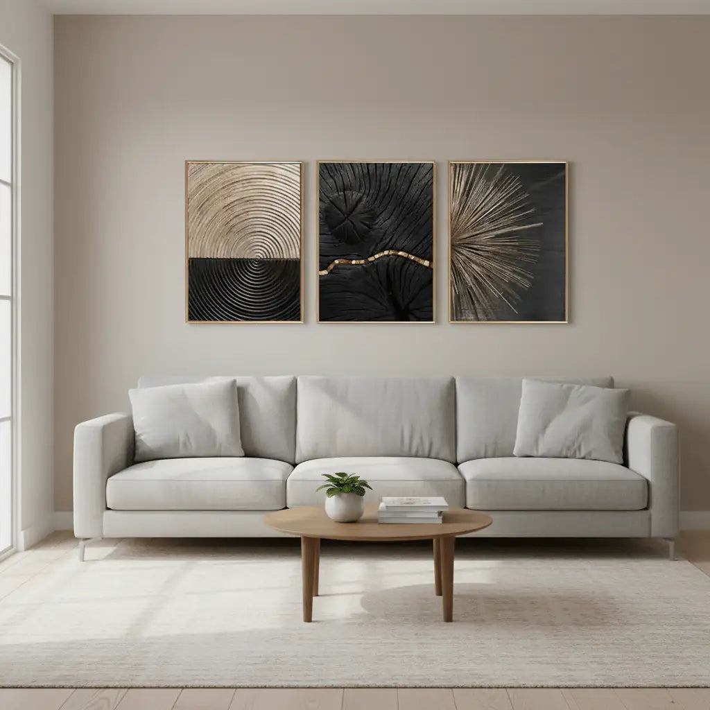 Stylish Abstract Wall Art Frame Set of 3 - Modern Abstract Framed Wall Art Decor Pakistan