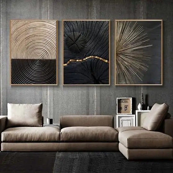Stylish Abstract Wall Art Frame Set of 3 - Modern Abstract Framed Wall Art Decor Pakistan - 13x18 A3 White