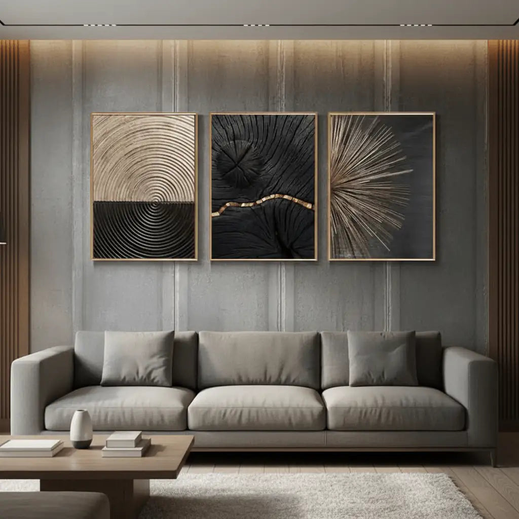 Stylish Abstract Wall Art Frame Set of 3 - Modern Abstract Framed Wall Art Decor Pakistan
