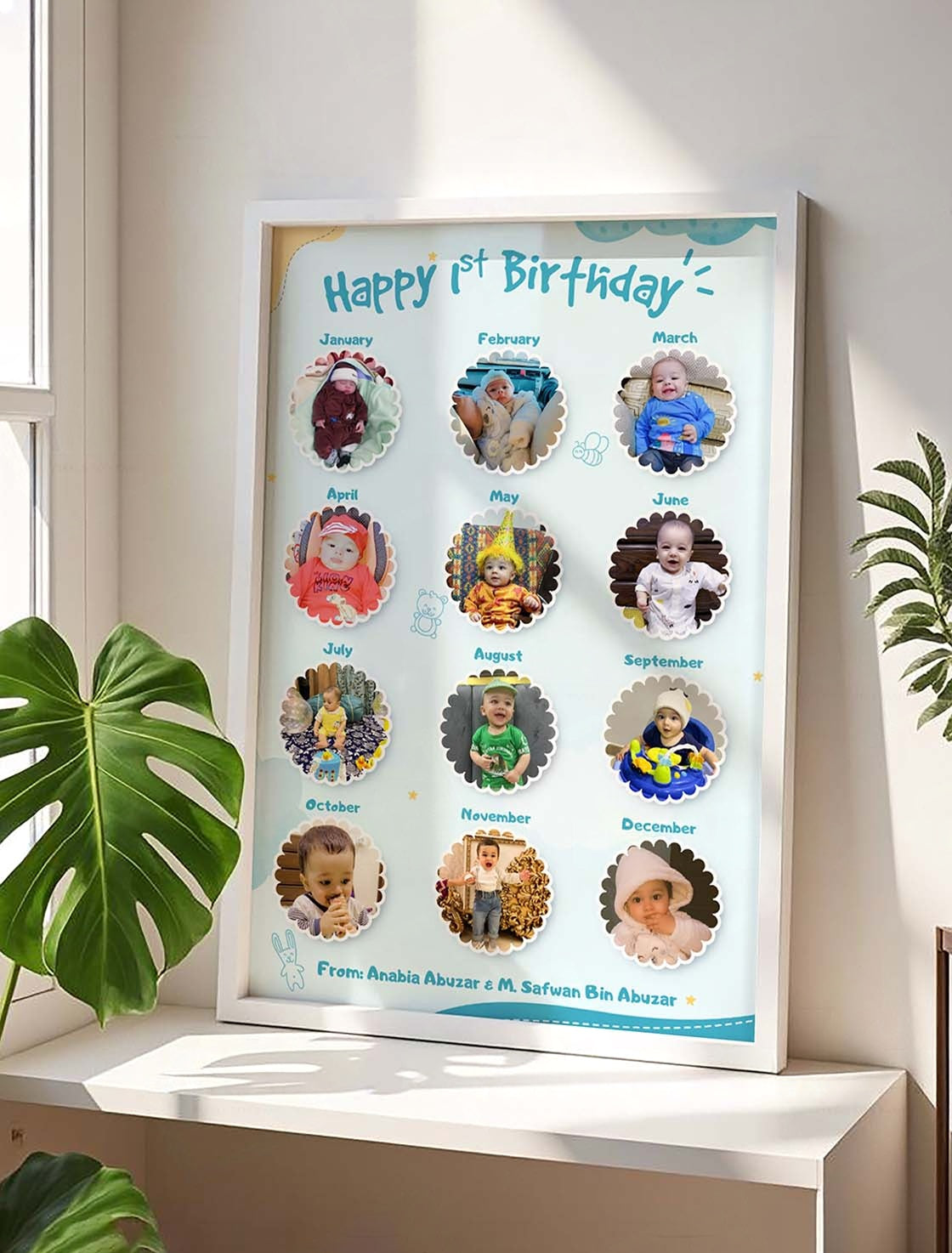 First Birthday Gift – 12-Month Baby Photo Frame